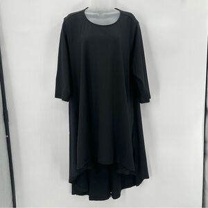 ESHAKTI High-Low Hem Cotton Knit Tunic Dress 3X 24W Womens Plus Black 3/4 Slv